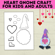 Load image into Gallery viewer, Gnome Craft for Kids | Adult Crafts | Valentine&#39;s Day Craft | Kids Crafts | Heart Template | Toddler Craft | Gnome template | Valentine&#39;s
