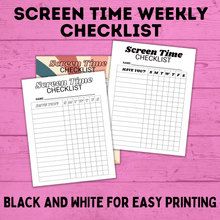 Load image into Gallery viewer, Chore Chart for Kids | Weekly Screen Time Chart | Weekly Checklist for Kids | Earn Screen Time Chore Chart | Technology Chart | Kids Chart
