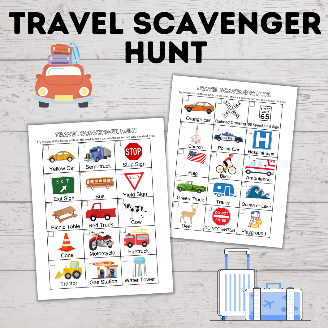 Travel Scavenger Hunt | Travel Bingo | Travel Game | Road Trip Game | Kids Games | Kids Scavenger Hunt | Kids Activity