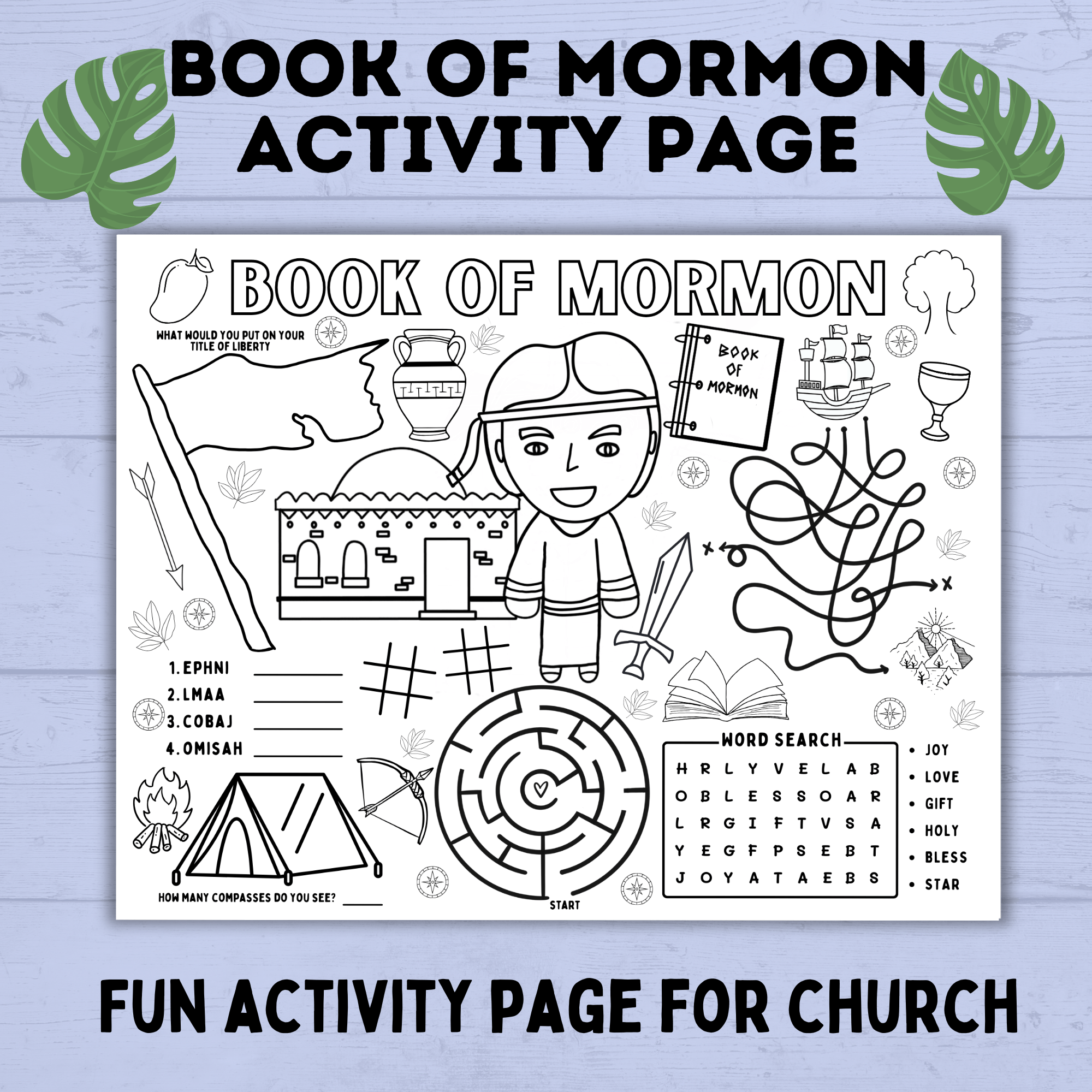 Book of Mormon Activity Page for Kids | Book of Mormon Lesson | Book o ...