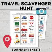 Load image into Gallery viewer, Travel Scavenger Hunt | Travel Bingo | Travel Game | Road Trip Game | Kids Games | Kids Scavenger Hunt | Kids Activity
