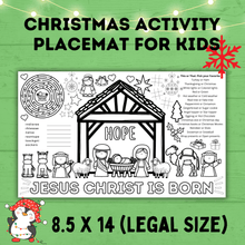 Load image into Gallery viewer, Christmas Placemat for Kids | Christmas Nativity Activity | Activity Sheet for Kids
