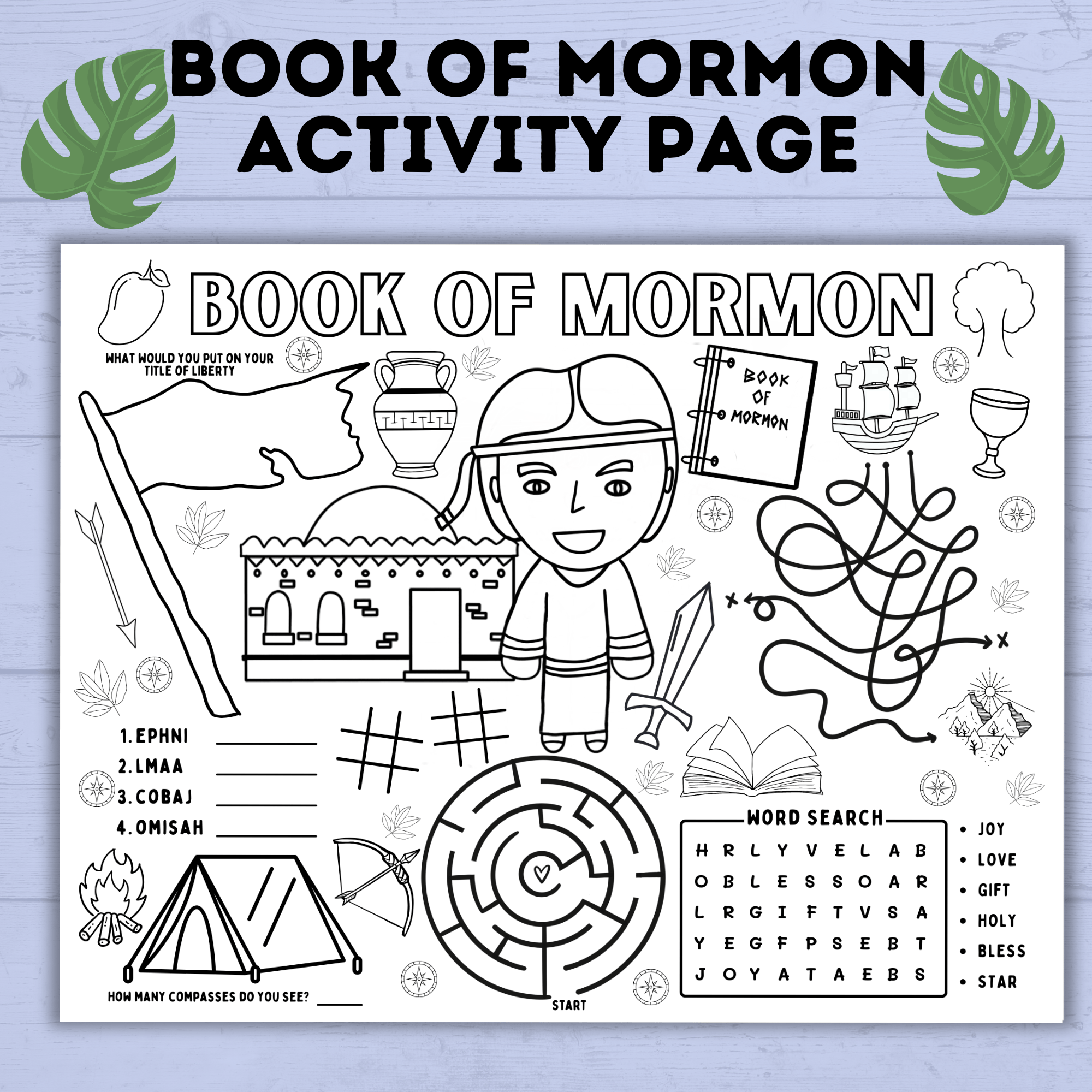 Book of Mormon Activity Page for Kids | Book of Mormon Lesson | Book o ...