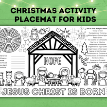 Load image into Gallery viewer, Christmas Placemat for Kids | Christmas Nativity Activity | Activity Sheet for Kids
