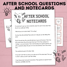 Load image into Gallery viewer, After School Questions for Kids | Kids Questions | Kids Notecards | Question Cards for Kids | Kids Activities | Ice Breaker Questions
