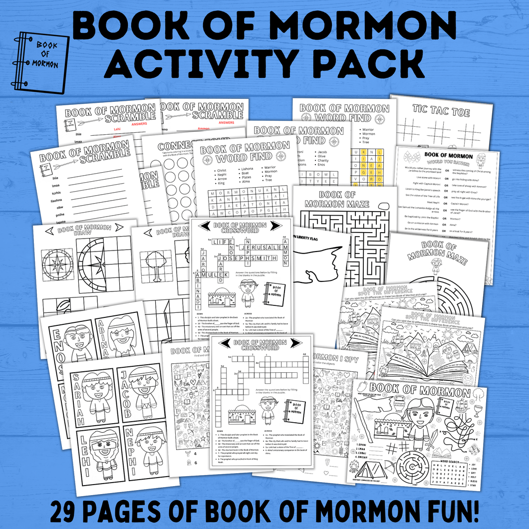 Book of Mormon Activity Pack for Kids | Book of Mormon Crafts | Book of Mormon Lesson | Book of Mormon Family Home Evening | BOM printables