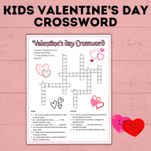 Load image into Gallery viewer, Valentine&#39;s Day Crosswords for Kids | Kids Games | Kids Activities | Valentine&#39;s Day Printables | Valentine&#39;s Day Games | PDF download
