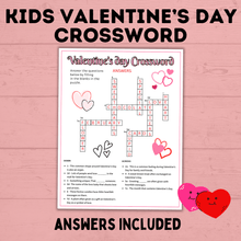 Load image into Gallery viewer, Valentine&#39;s Day Crosswords for Kids | Kids Games | Kids Activities | Valentine&#39;s Day Printables | Valentine&#39;s Day Games | PDF download

