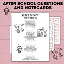 Load image into Gallery viewer, After School Questions for Kids | Kids Questions | Kids Notecards | Question Cards for Kids | Kids Activities | Ice Breaker Questions
