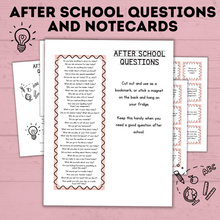 Load image into Gallery viewer, After School Questions for Kids | Kids Questions | Kids Notecards | Question Cards for Kids | Kids Activities | Ice Breaker Questions
