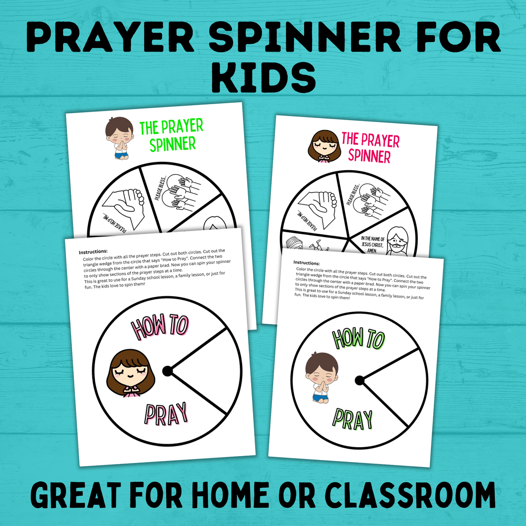 How to Pray Prayer Spinner for Kids | Teach Kids how to pray | Prayer Activities | Prayer Printable | Digital Download | Sunday School