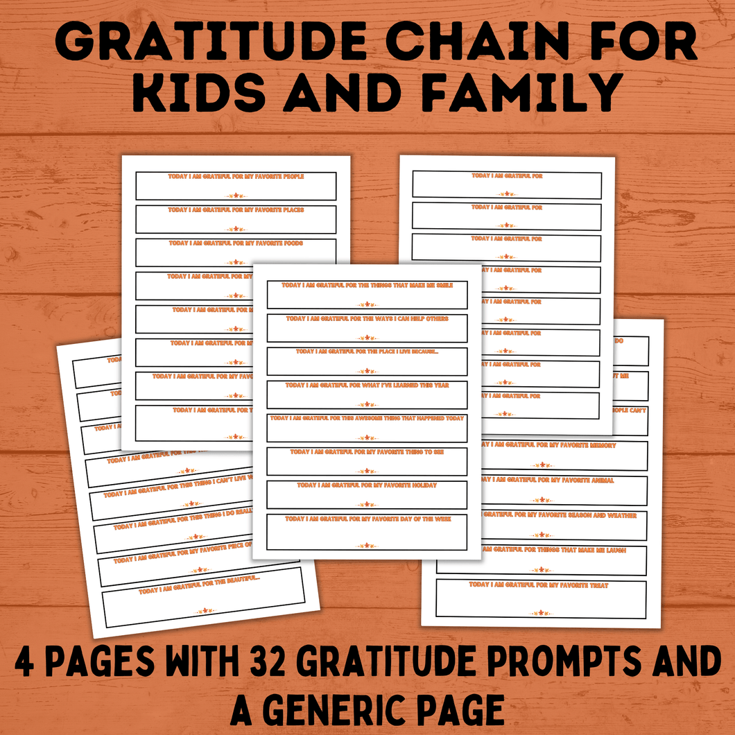 Gratitude Chain Craft | Gratitude Chain Activity | Gratitude Chain with Prompts | Gratitude Prompts | Gratitude Activities | Thanksgiving Active
