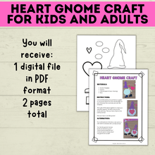 Load image into Gallery viewer, Gnome Craft for Kids | Adult Crafts | Valentine&#39;s Day Craft | Kids Crafts | Heart Template | Toddler Craft | Gnome template | Valentine&#39;s
