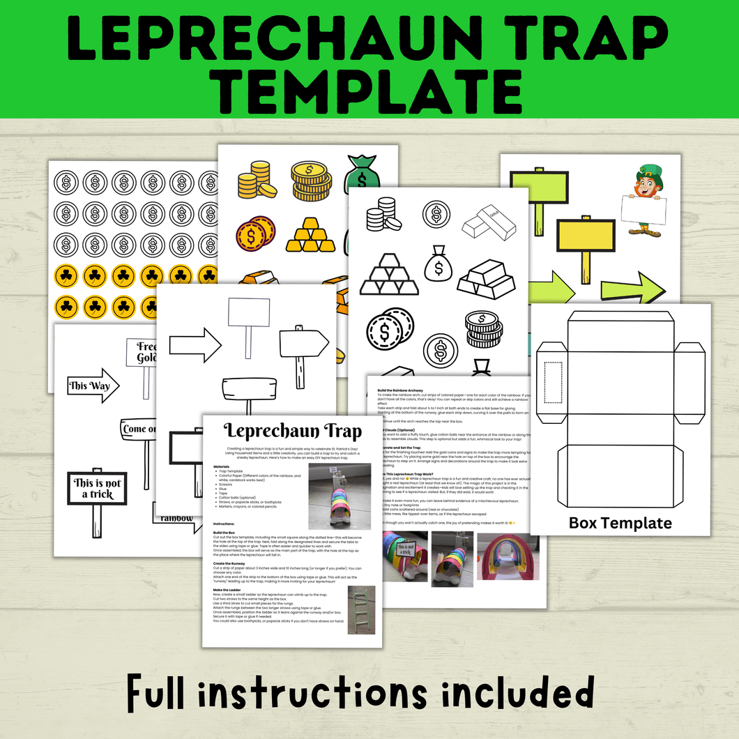 St. Patrick's Day Craft | Kids Craft | St. Patty's Day Craft | Leprechaun Craft | Leprechaun Trap | Craft template | Kids Printables