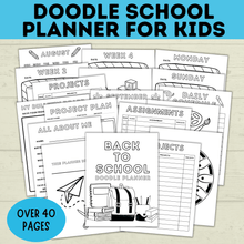 Load image into Gallery viewer, Kid&#39;s Back to School Doodle Planner for Kids | Any School Year
