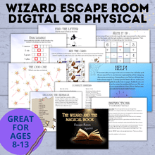 Load image into Gallery viewer, Wizard Escape Room for Kids 8-13 | Kids Escape Room | Digital Escape Room | DIY Escape Room | Magic Escape Room | Party Game | Kids Games
