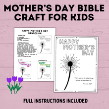 Load image into Gallery viewer, Mother&#39;s Day Craft for Kids | Bible Craft | Mother&#39;s Day Bible Craft for Kids | Kids Crafts | Toddler Crafts | Kids Printables | Mother&#39;s
