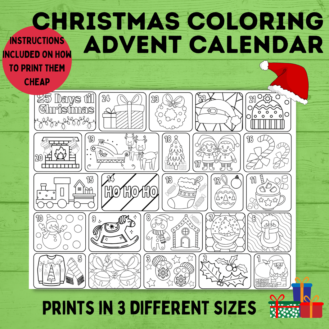 Christmas Coloring Countdown Poster | Christmas Poster | Christmas Countdown | Christmas Advent Calendar | Christmas Coloring Advent
