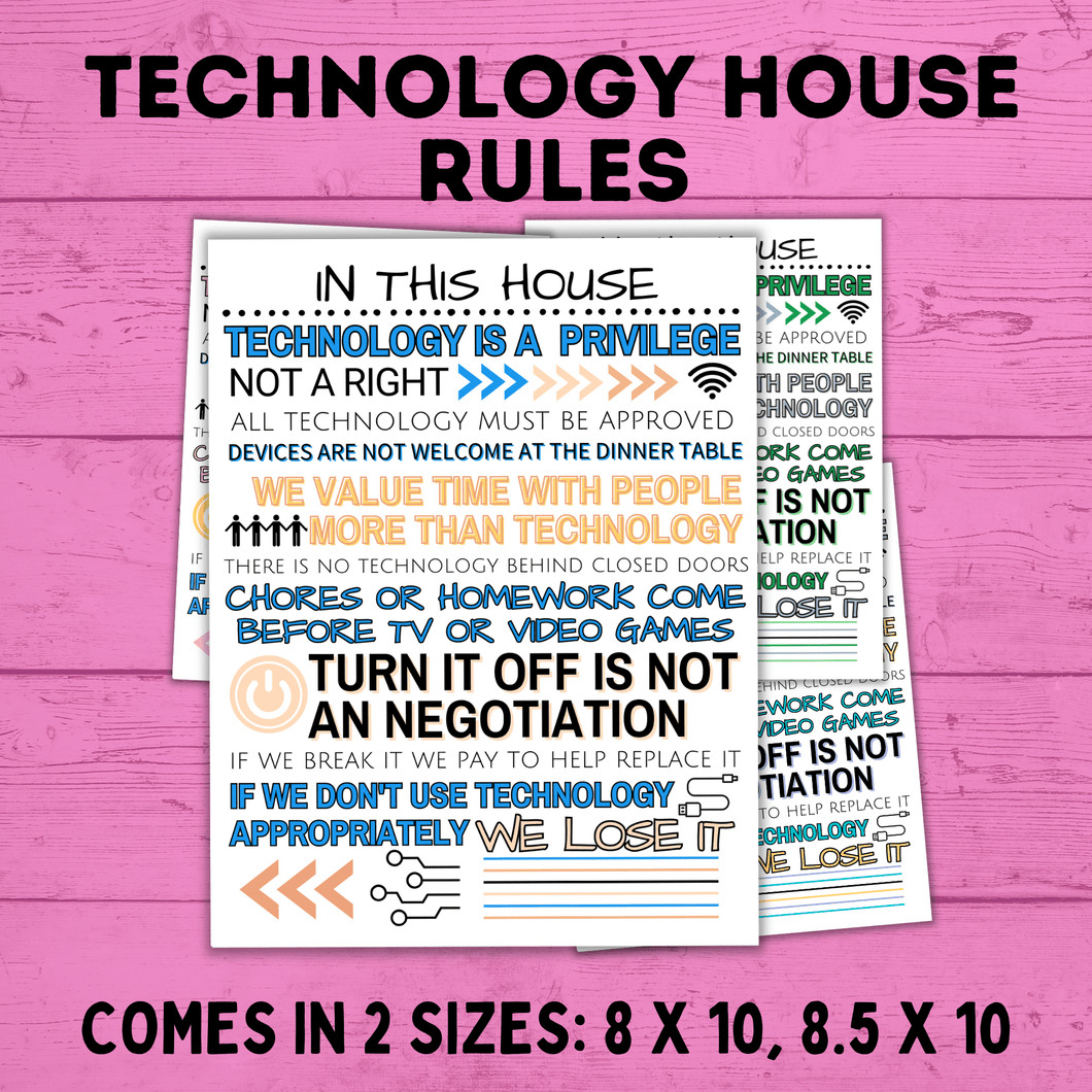 Technology Rules | Screen Time Rules | In This House Technology Rules | Electronic Rules | Kids screen time rules | Family Screen time rules