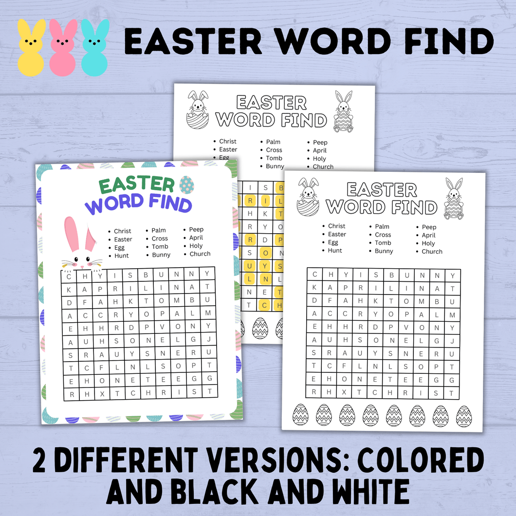 Easter Word Find for Kids | Easter Games| Easter Party | Easter Printables | Family Games| Party Games | Easter Activities