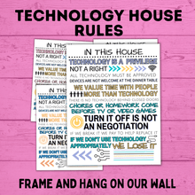 Load image into Gallery viewer, Technology Rules | Screen Time Rules | In This House Technology Rules | Electronic Rules | Kids screen time rules | Family Screen time rules
