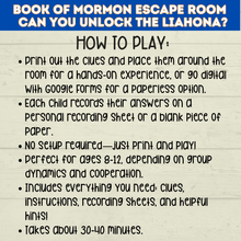 Load image into Gallery viewer, Book of Mormon Escape Room for kids ages 8-12 | Book of Mormon Game
