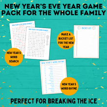 Load image into Gallery viewer, New Year&#39;s Eve Game Pack for the Whole Family | New Year&#39;s Games | Kids Games | Family Games | New Year&#39;s Eve Pictionary | Games for Kids
