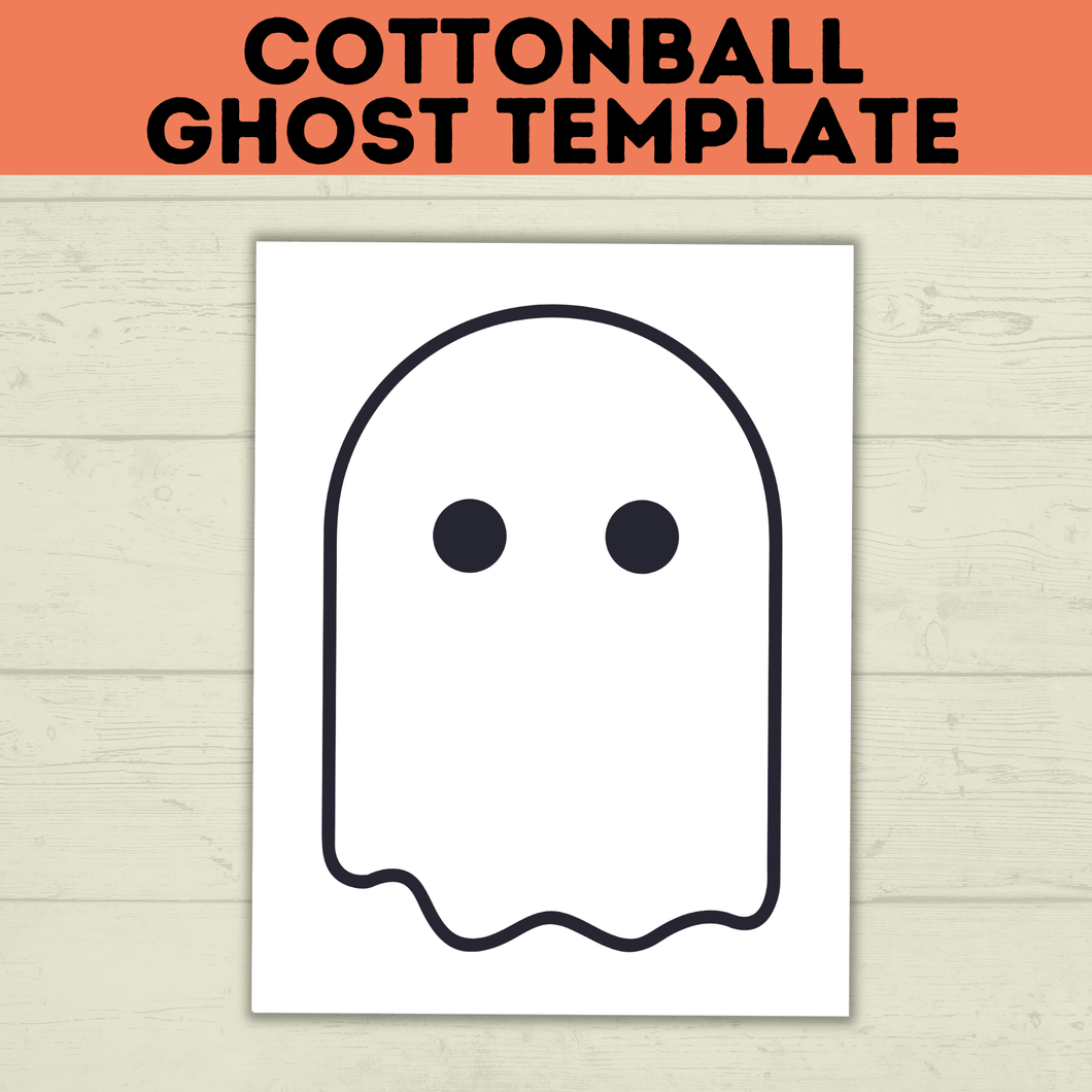 Cotton Ball Ghost Template for Kids