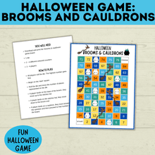 Load image into Gallery viewer, Halloween Game for Kids | Kids Game | Party Game | Family Game | Brooms and Cauldrons | Halloween Party | Board Game | Digital download
