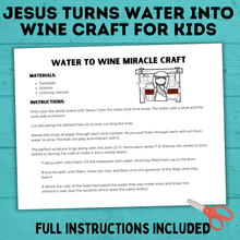 Load image into Gallery viewer, Jesus Craft | Bible Craft | Water into Wine Craft | Jesus Miracles Craft | Kids Crafts | Sunday School Craft | Bible Lesson | Sunday School
