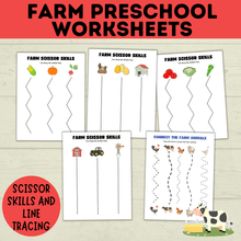 Load image into Gallery viewer, Farm Preschool Worksheets | Farm Activity | Farm Printables | Counting Printable | Toddler Counting | Word Tracing | Letter Recognition
