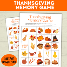 Load image into Gallery viewer, Thanksgiving Memory game for kids | Kids Game | Thanksgiving Game | Holiday Game | Memory game | kids activities | Toddler game | PDF
