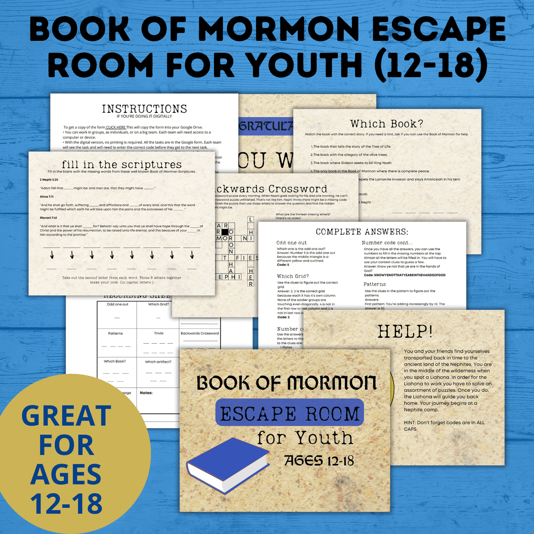 Book of Mormon Escape Room for Youth | Book of Mormon Games | Kids Escape Room | Youth Escape Room | Book of Mormon Activities | Digital