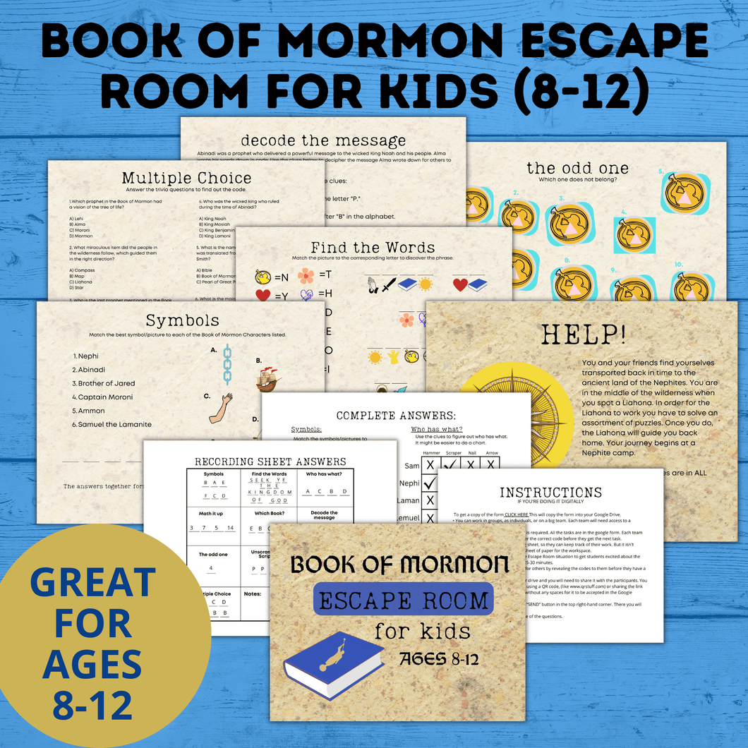 Book of Mormon Escape Room for kids ages 8-12 | Book of Mormon Game