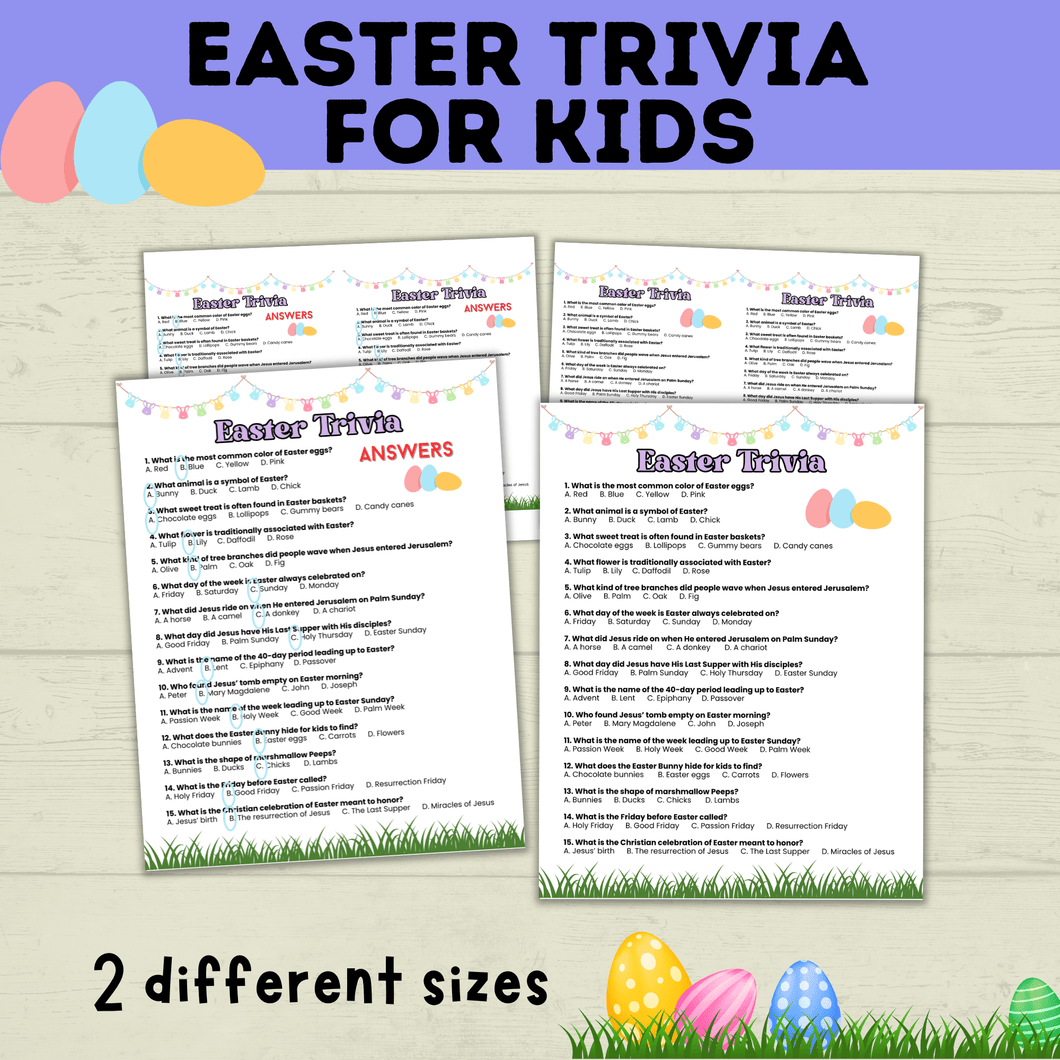 Easter Trivia for Kids | Kid's Trivia | Easter Printables | Easter Games | Kids Games | Classroom Games | Party Games | PDF download