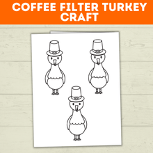 Load image into Gallery viewer, Turkey Craft Template | Thanksgiving Craft | Kids Craft | Turkey Template | Thankful Craft | Preschool Craft | Coffee Filter Craft |
