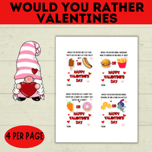 Load image into Gallery viewer, Valentine&#39;s Day Cards for Kids | Would You Rather Valentine&#39;s Cards for Kids | Kids Cards | Valentine&#39;s Day Printables | Digital Valentine&#39;s
