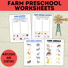 Load image into Gallery viewer, Farm Preschool Worksheets | Farm Activity | Farm Printables | Counting Printable | Toddler Counting | Word Tracing | Letter Recognition
