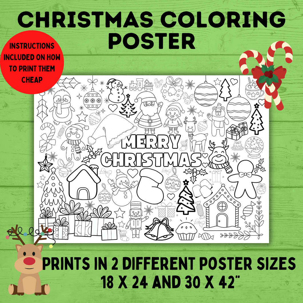 Christmas Coloring Poster for Kids | Coloring Pages for Kids | Kids Poster | Digital download | Christmas Activity | Christmas Printable