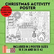Load image into Gallery viewer, Christmas Activity Page and Coloring Poster | Poster for Kids | Christmas Activity | Christmas Poster | Christmas Printable | Christmas
