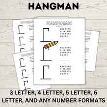 Load image into Gallery viewer, Hangman Printable for Kids | Kids Games | Pencil and Pen Games | Kids Printables | Kids Activities | Guess the Word | Word Games
