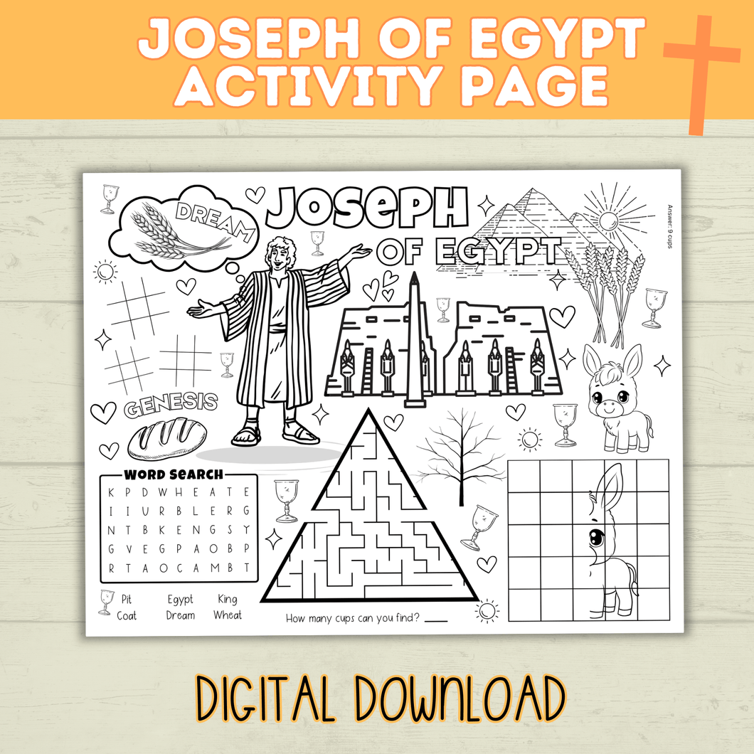 Joseph of Egypt Coloring Page | Activity Page | Bible Activity Page | Joseph Craft | Bible Craft | Christian Activities | Genesis