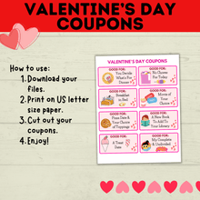 Load image into Gallery viewer, Valentine&#39;s Day Coupons for Kids | Kids Coupons | Valentine&#39;s Day Gift | Valentine&#39;s Day Printable for Kids | Kids Printable
