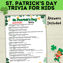 Load image into Gallery viewer, St. Patrick&#39;s Day Trivia for Kids | Kids Trivia | St. Patrick&#39;s Day Game | St. Patty&#39;s Day | Classroom Game | Party Game | Kids Games
