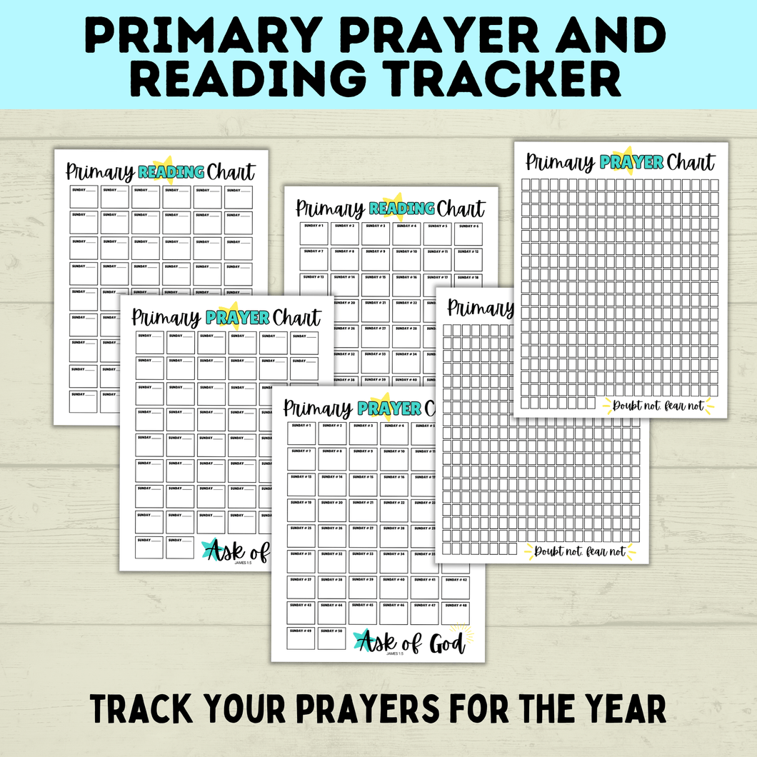 Primary Reading and Prayer Tracker | Prayer Tracker | Reading Tracker | Primary Printables | LDS Primary | Come Follow Me | Prayer Chart