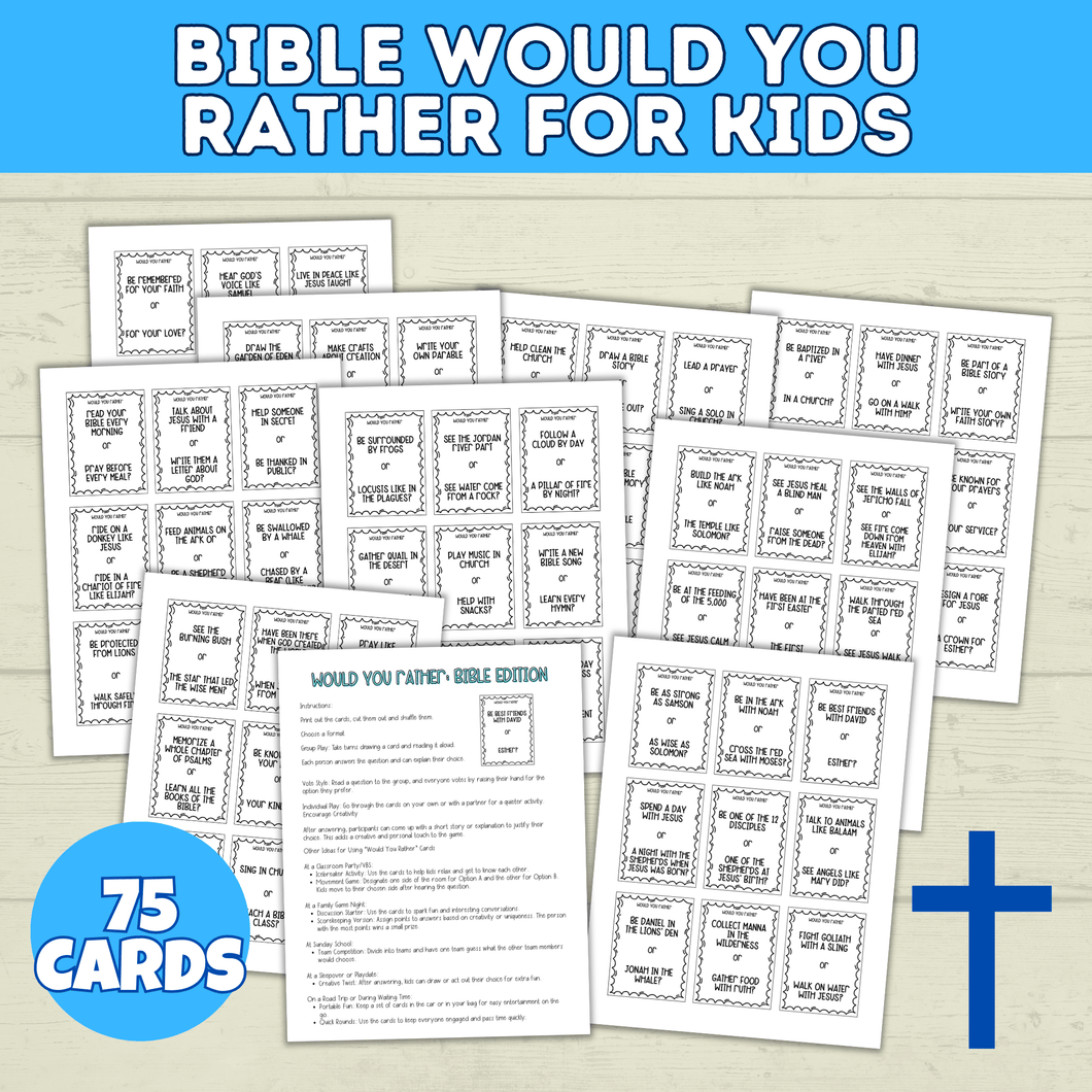 Bible Games for Kids | Would You Rather Bible Edition for Kids | Church Games | Digital Download | Bible Trivia | Sunday School Games