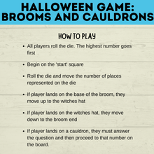 Load image into Gallery viewer, Halloween Game for Kids | Kids Game | Party Game | Family Game | Brooms and Cauldrons | Halloween Party | Board Game | Digital download
