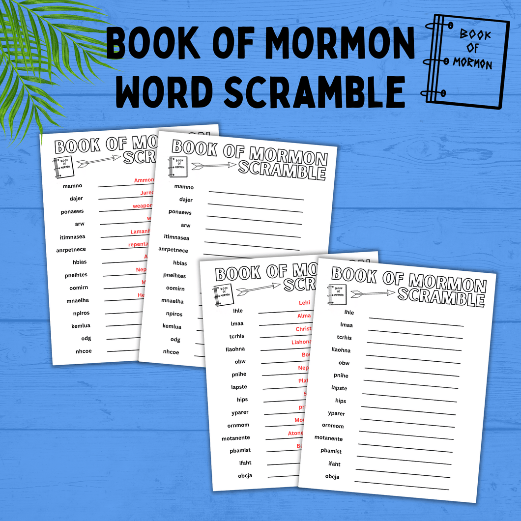 Book of Mormon Word Scramble for Kids | Kids Activities | Kids Printables | Book of Mormon Printables | Primary Activities | Family