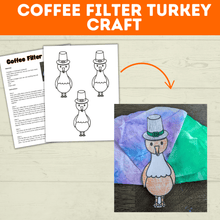 Load image into Gallery viewer, Turkey Craft Template | Thanksgiving Craft | Kids Craft | Turkey Template | Thankful Craft | Preschool Craft | Coffee Filter Craft |
