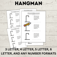 Load image into Gallery viewer, Hangman Printable for Kids | Kids Games | Pencil and Pen Games | Kids Printables | Kids Activities | Guess the Word | Word Games
